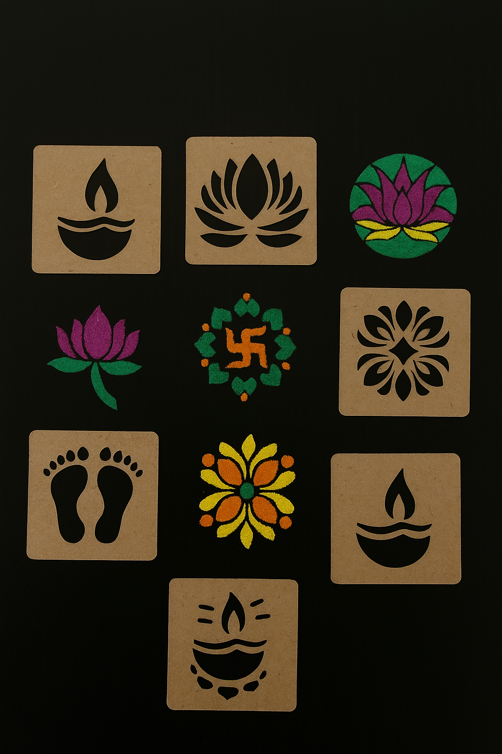 RANGOLI STENCILS 8pcs